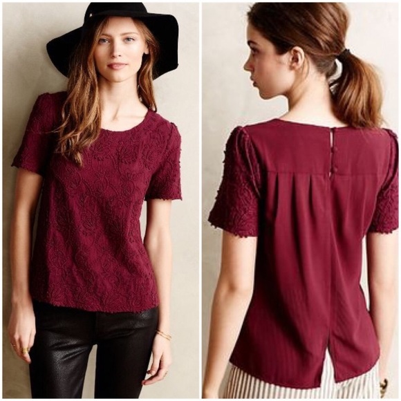Anthropologie Tops - 💜Vanessa Virginia Embroidered Lace Tee